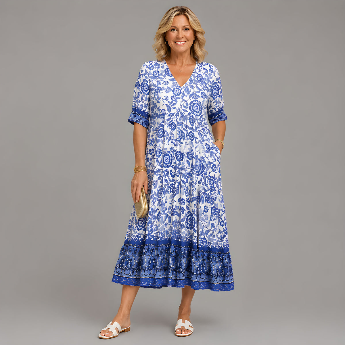 Remington | Abito V-Neck Floreale Elegante