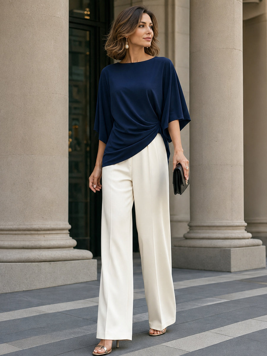 Gabriela | Completo di Blusa Drappeggiata e Pantalone Largo