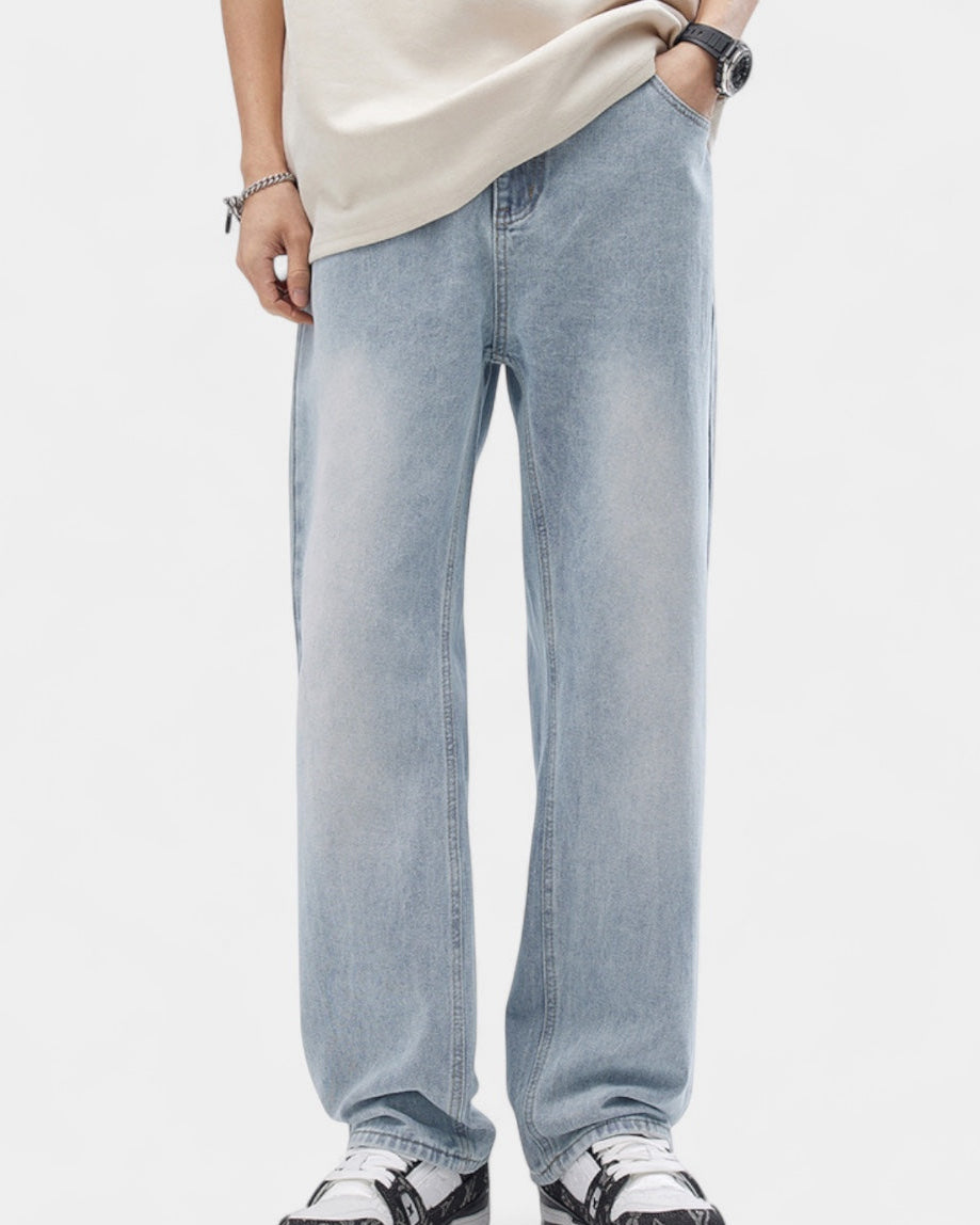 Jeans Uomo Regular Fit Gamba Dritta Denim Morbido Versatili