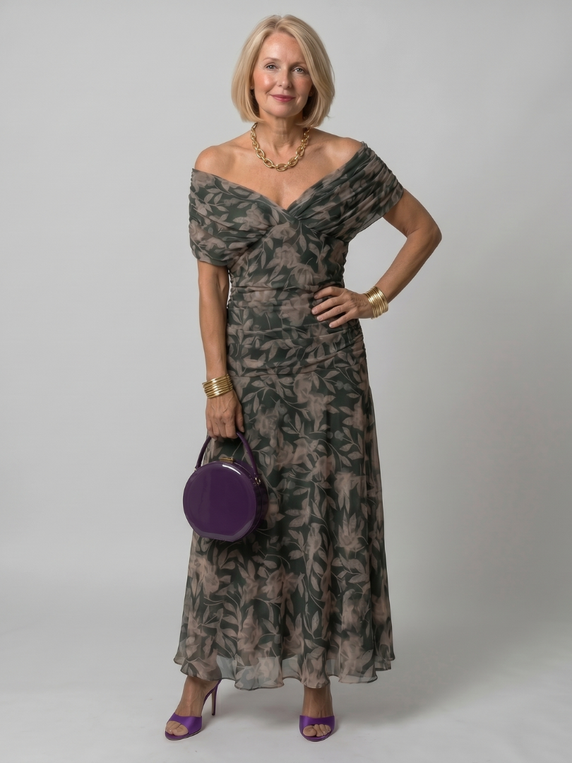 Faye | Abito Midi Fluttuante Spalle Scoperte