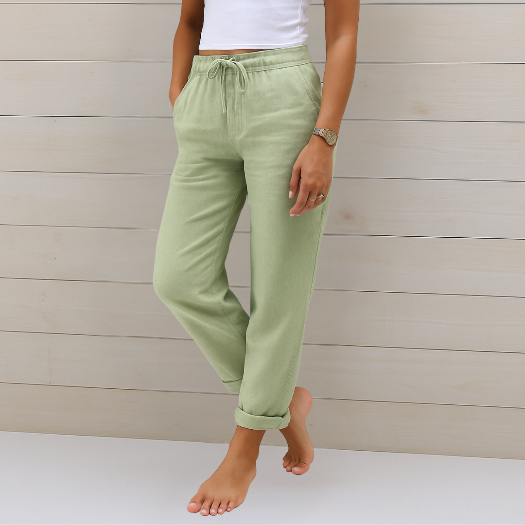 Freya™ Pantaloni Stretch in Lino Premium
