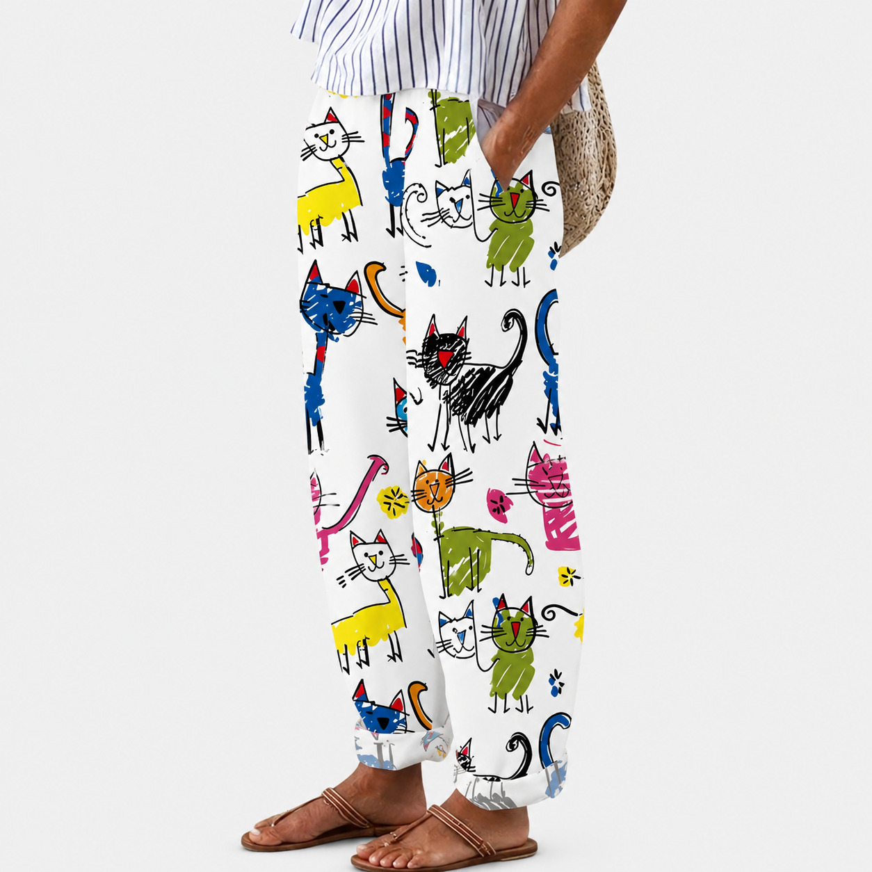 Pantaloni Comodi Gatti Felici
