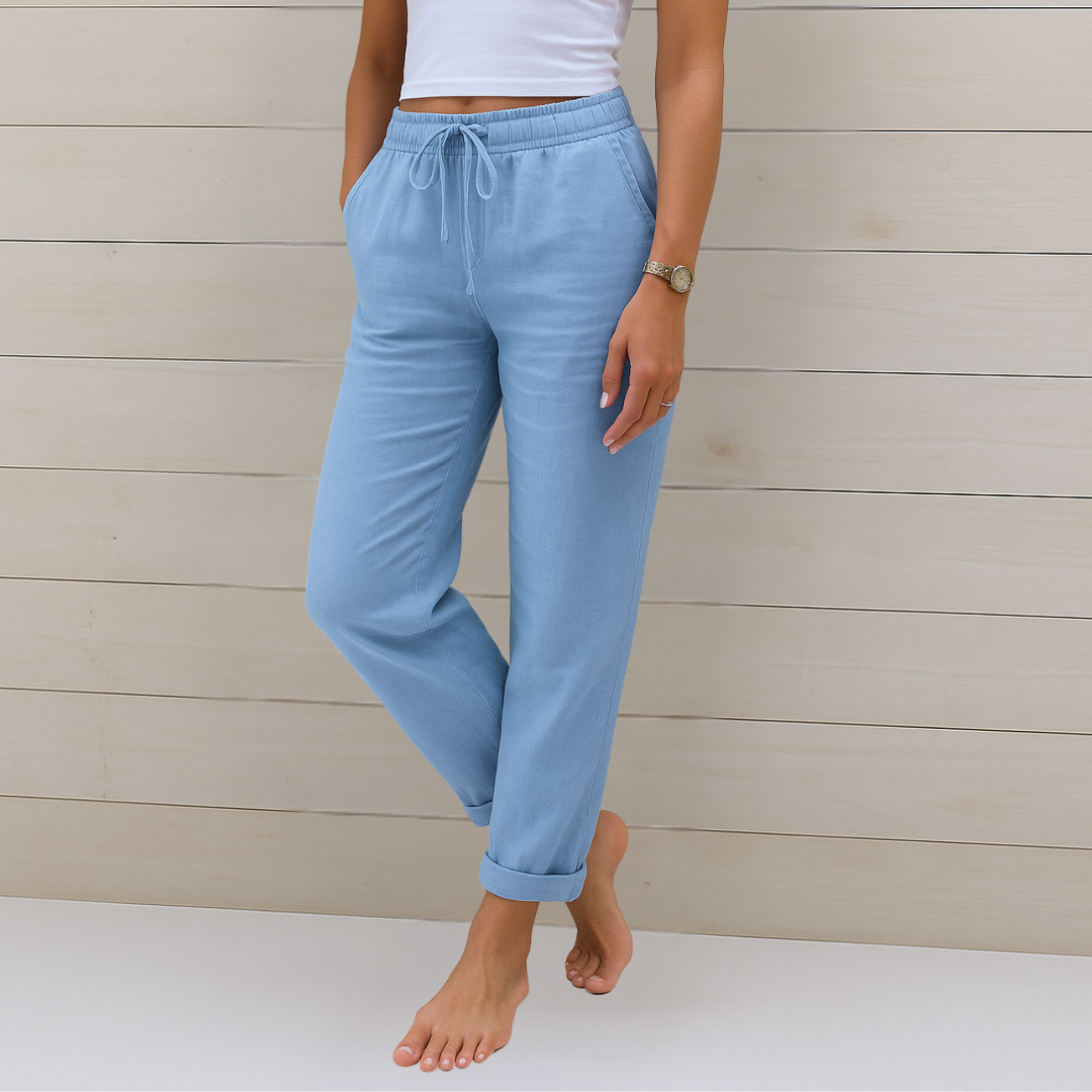 Freya™ Pantaloni Stretch in Lino Premium