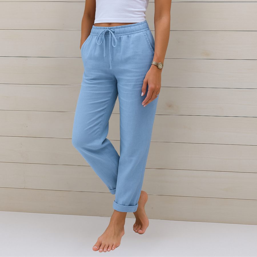 Freya™ Pantaloni Stretch in Lino Premium
