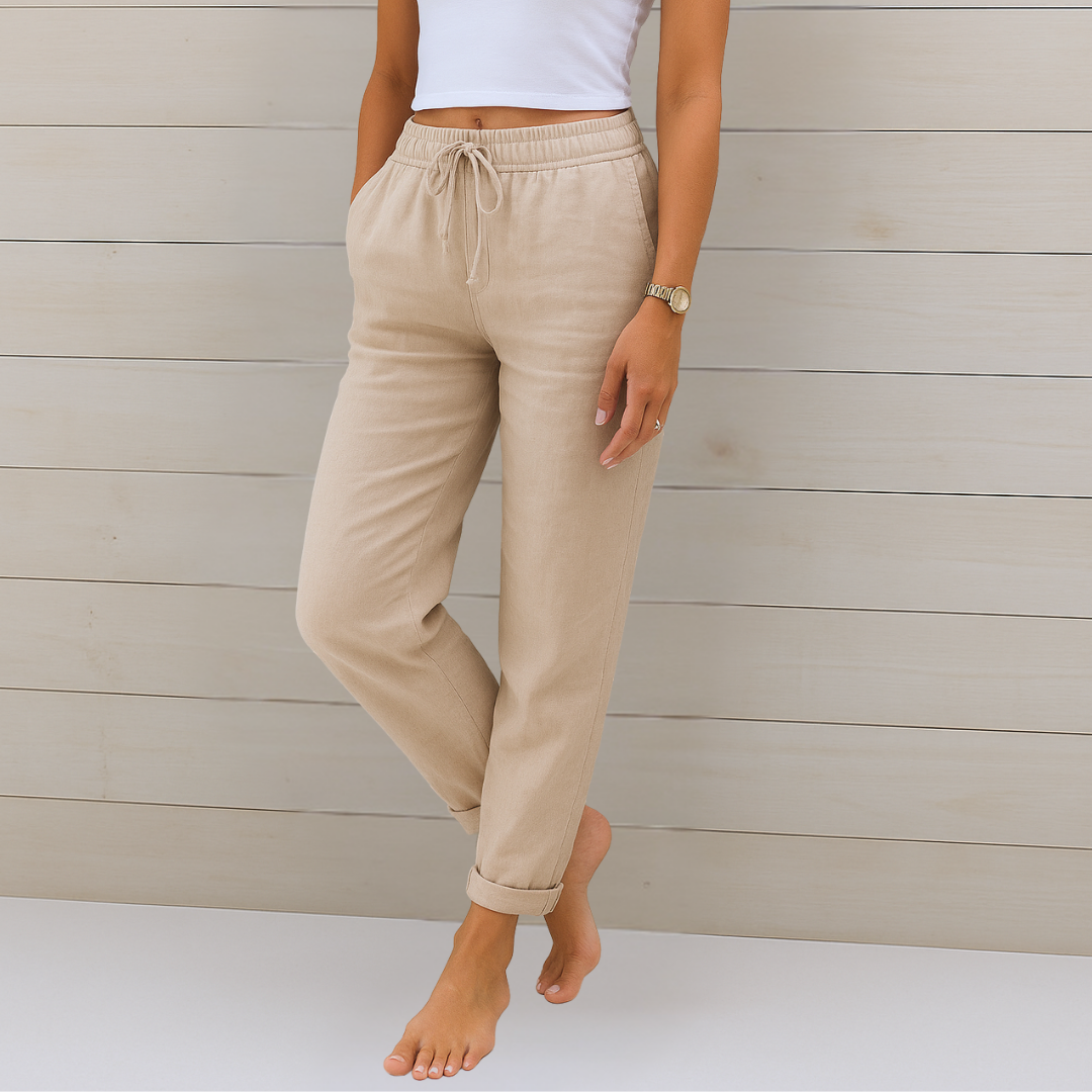 Freya™ Pantaloni Stretch in Lino Premium