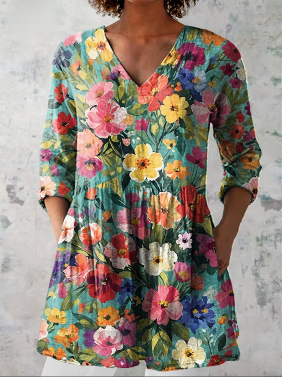 Ines | Blusa lunga con scollo a V