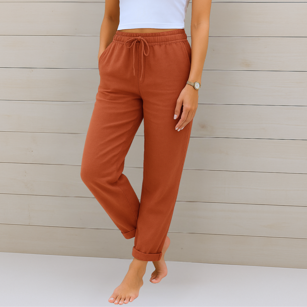 Freya™ Pantaloni Stretch in Lino Premium