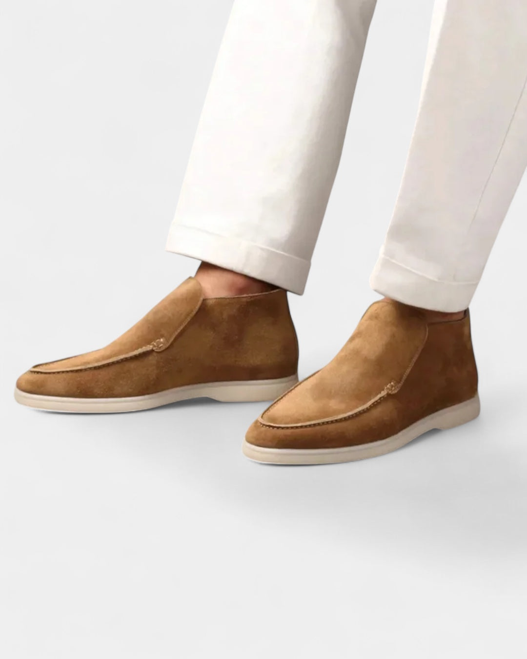 Mocassini Uomo alla Caviglia in Camoscio Profilo Pulito