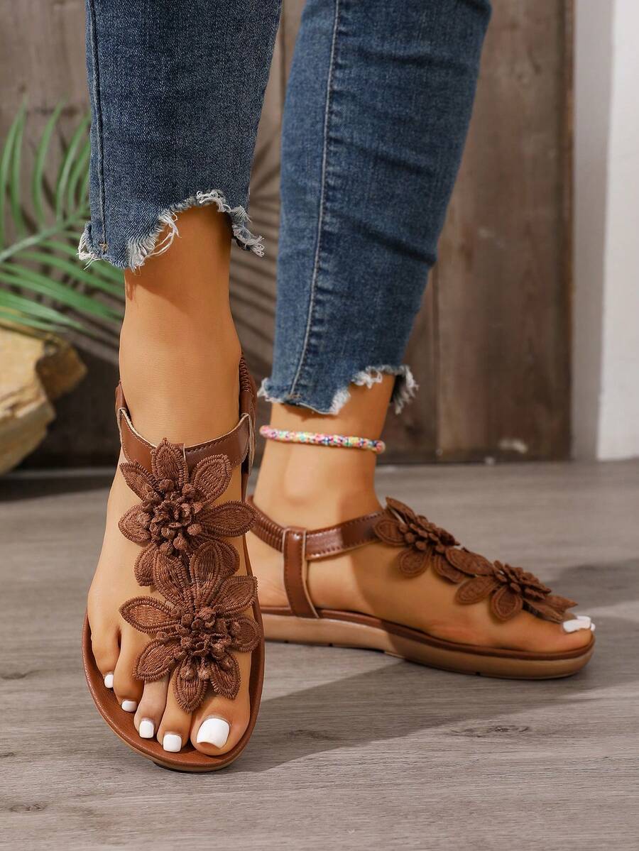 Florea | Sandali Ortopedici con Fiori Applicati