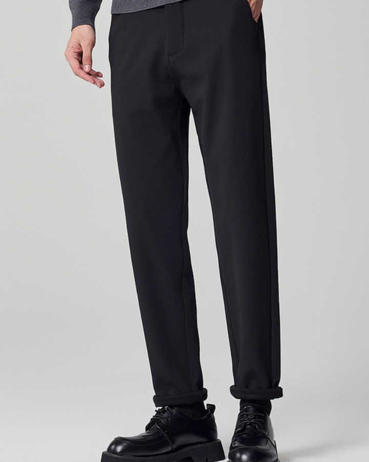 Pantaloni Uomo Dritti in Tessuto Misto Raffinati Comodi