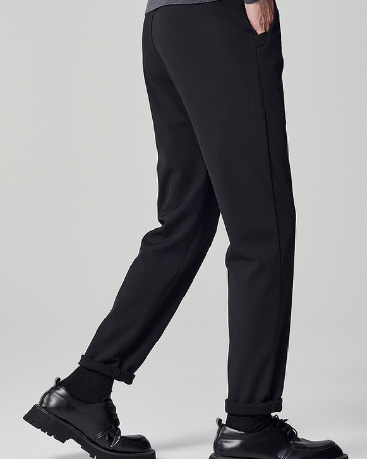 Pantaloni Uomo Dritti in Tessuto Misto Raffinati Comodi