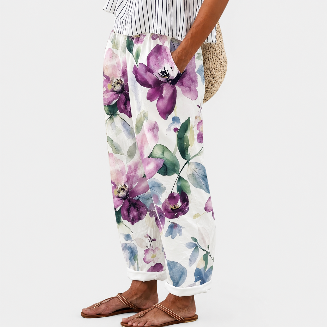 Pantaloni Comfort Lavanda Fiorita