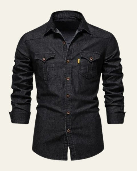 Camicia Uomo in Jeans Denim Premium Vestibilità Tailoring