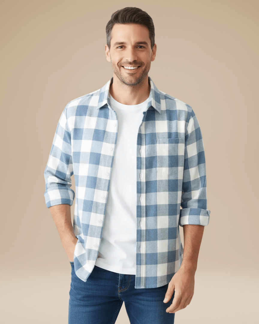 Camicia Uomo a Quadri Versatile Moderna Stile Casual Raffinato