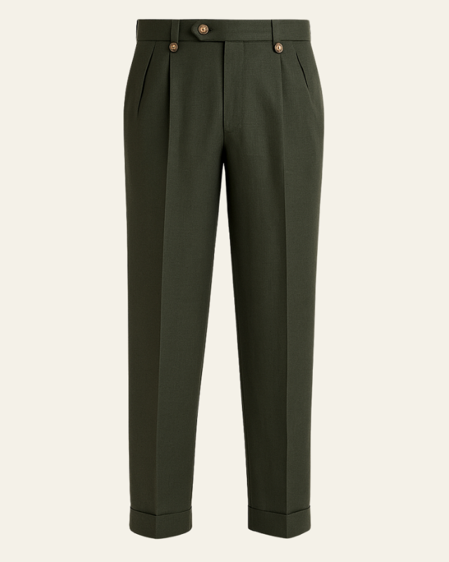 Pantaloni Uomo a Pieghe in Lino e Cotone Struttura Respiro