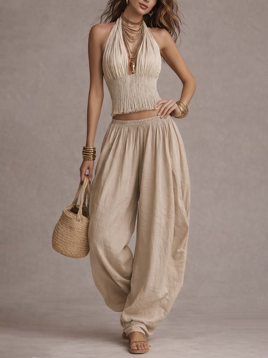 Ginevra | Completo Boho con Top a Fascia e Pantaloni Harem