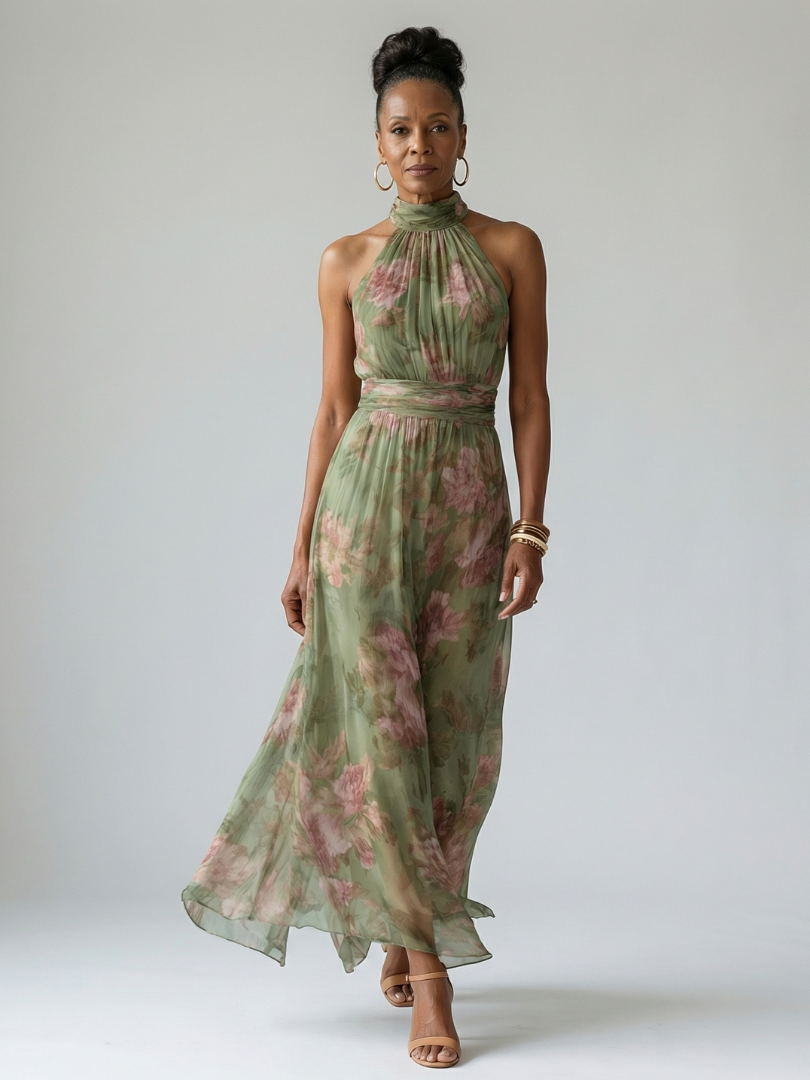 Relle | Abito Midi con Scollo All'Americana Arricciato