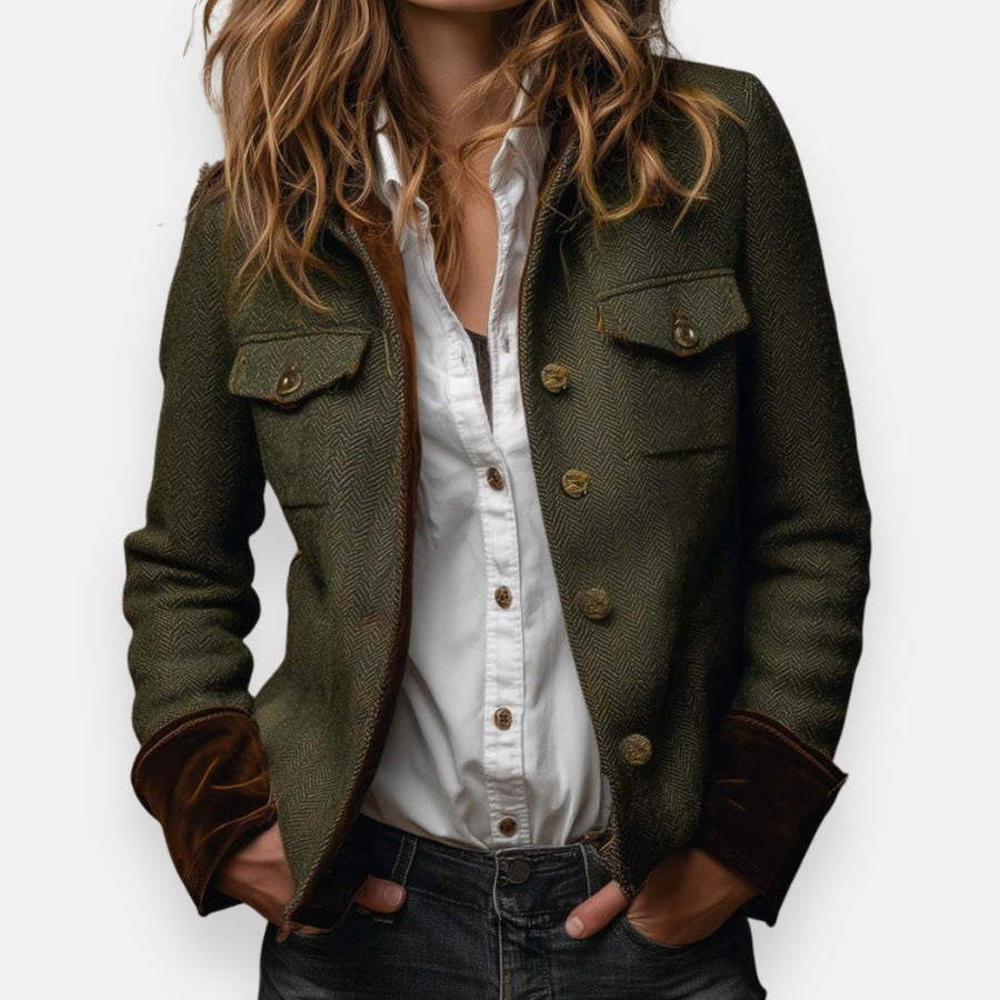 Giacca in Tweed con Dettagli in Velluto Nova™