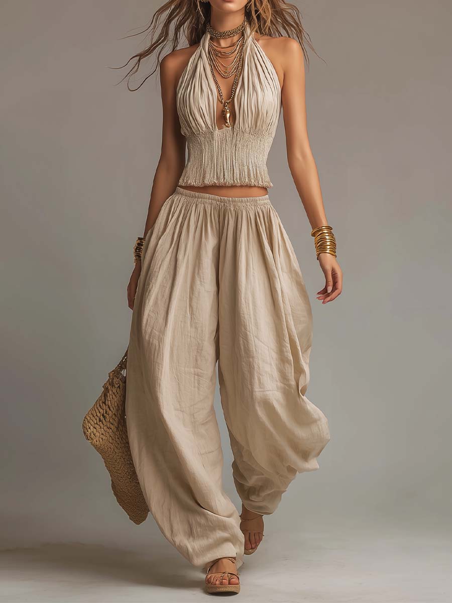 Ginevra | Completo Boho con Top a Fascia e Pantaloni Harem
