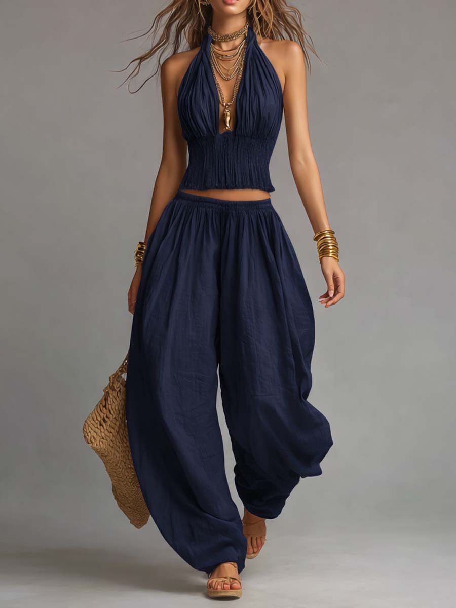 Ginevra | Completo Boho con Top a Fascia e Pantaloni Harem