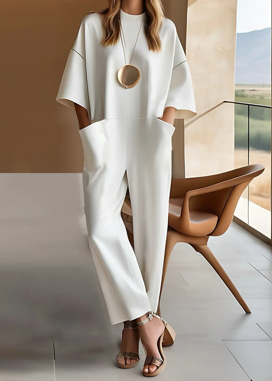 Emma™ Tuta Elegante a Maniche Corte
