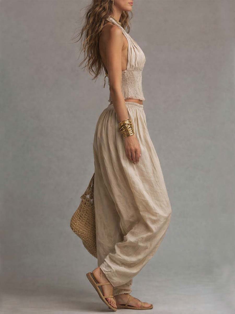 Ginevra | Completo Boho con Top a Fascia e Pantaloni Harem