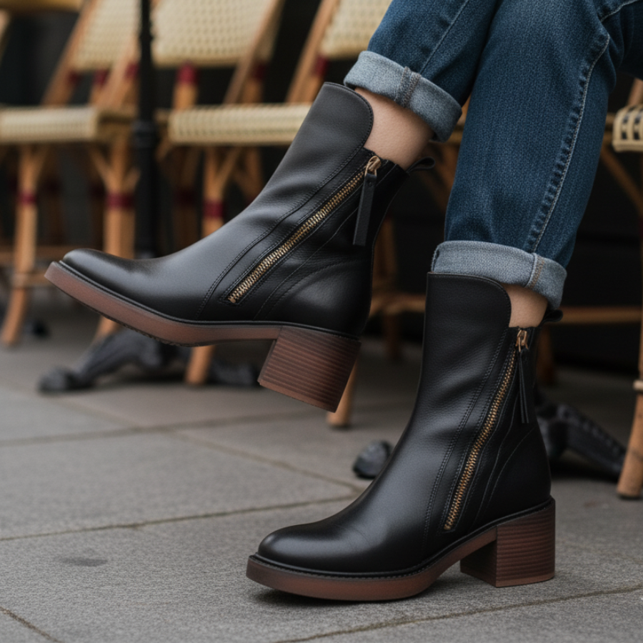 Valorine™ | Stivali Neri con Tacco Comodo, Eleganti e Senza Tempo