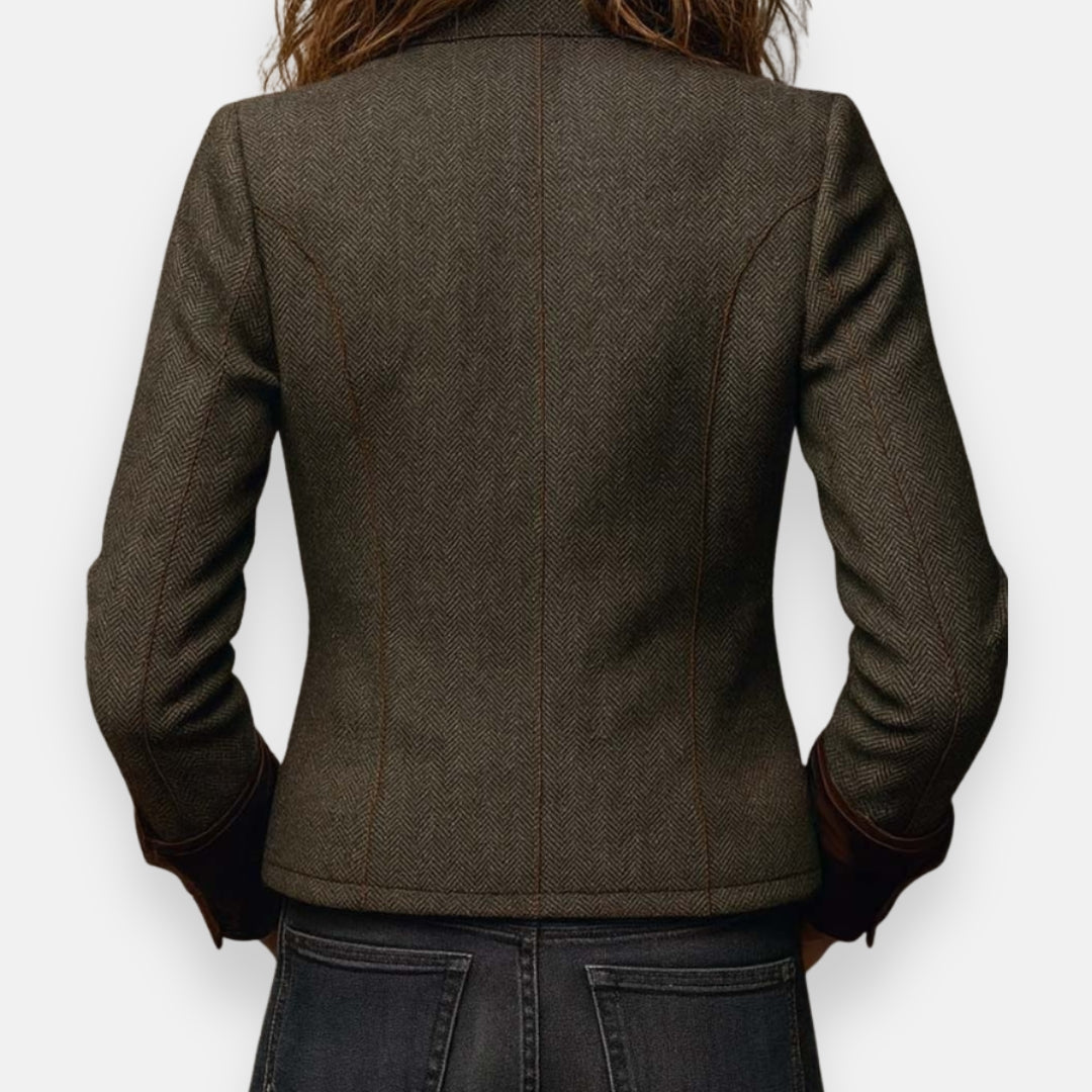 Giacca in Tweed con Dettagli in Velluto Nova™