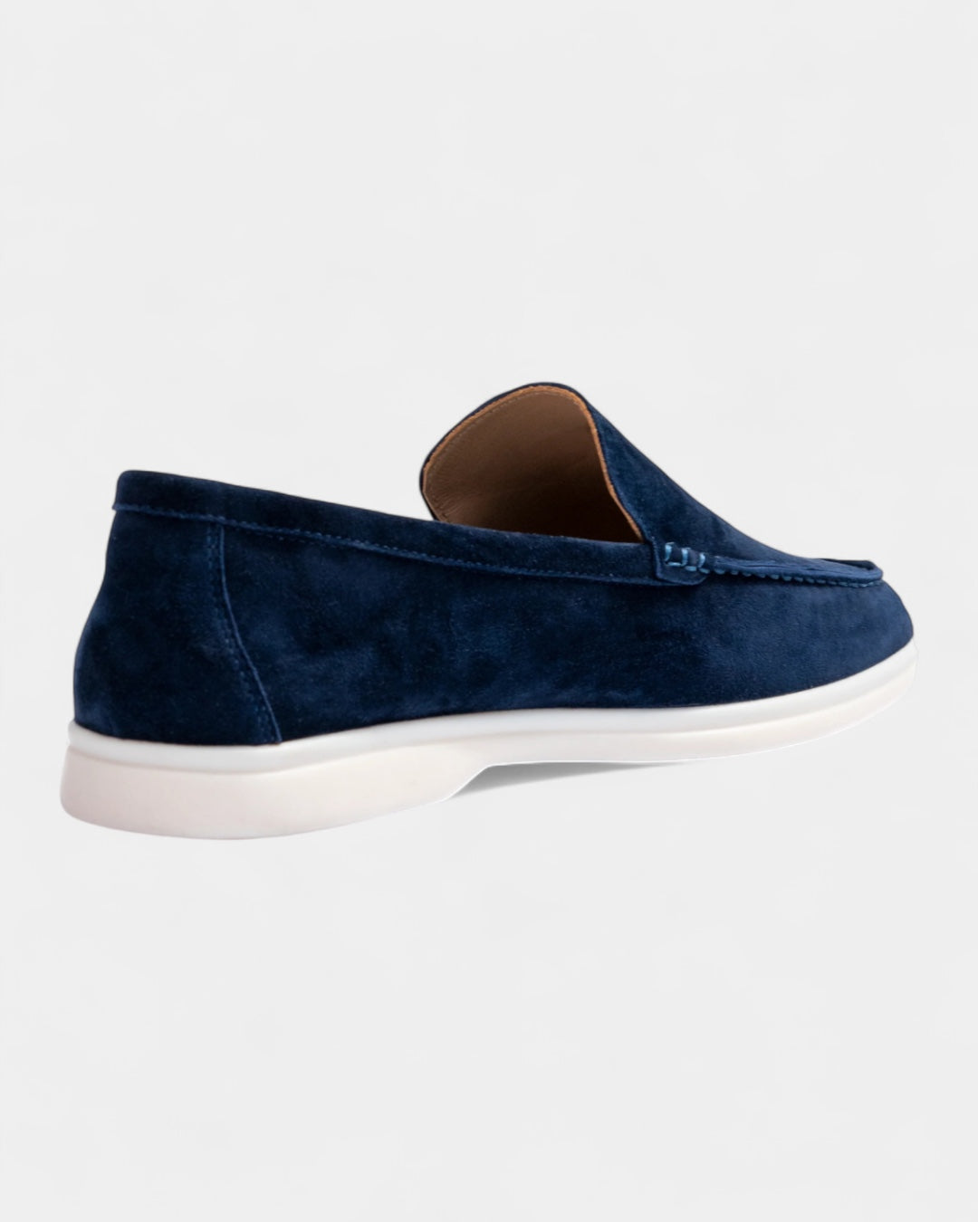Mocassini Uomo in Camoscio Slip-On Profilo Basso Suola Bianca