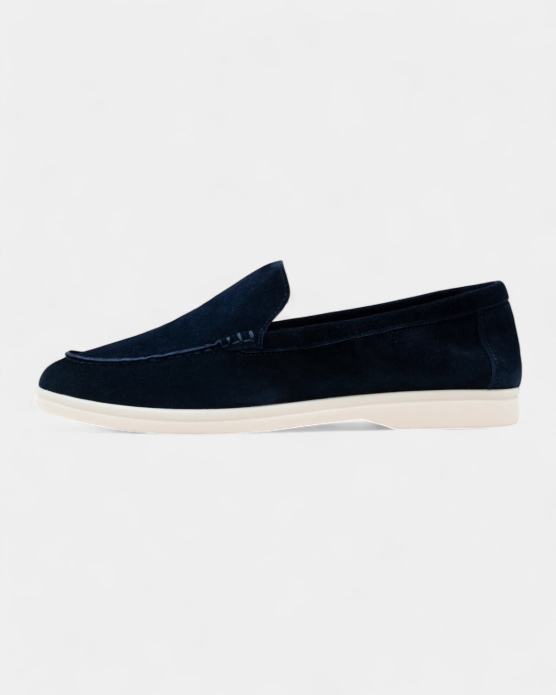 Mocassini Uomo in Camoscio Slip-On Profilo Basso Suola Bianca