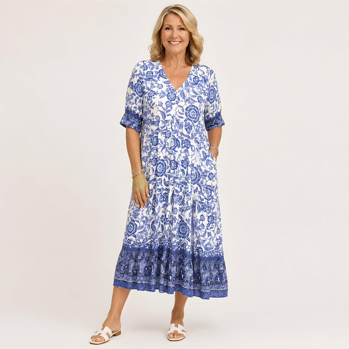 Remington | Abito V-Neck Floreale Elegante