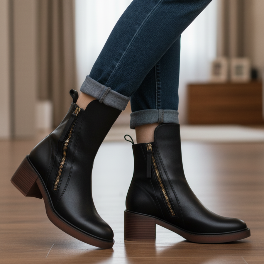 Valorine™ | Stivali Neri con Tacco Comodo, Eleganti e Senza Tempo