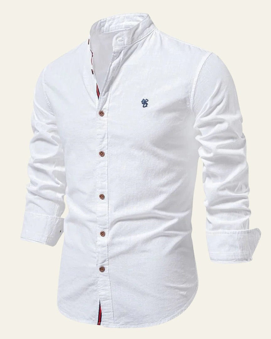 Camicia Uomo Collo a Banda Soft Weave Leggera Comoda