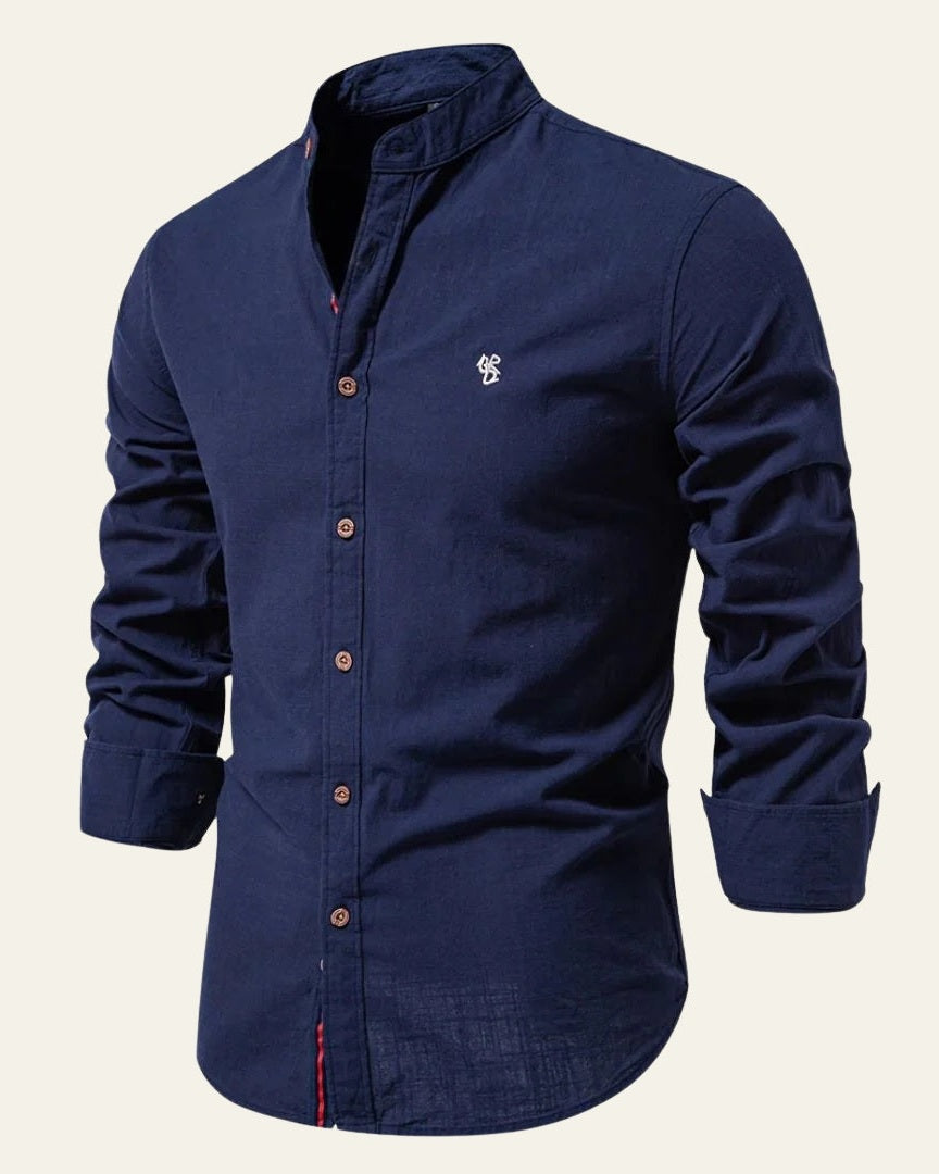 Camicia Uomo Collo a Banda Soft Weave Leggera Comoda