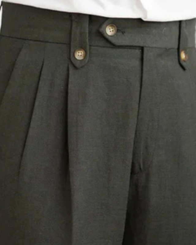 Pantaloni Uomo a Pieghe in Lino e Cotone Struttura Respiro