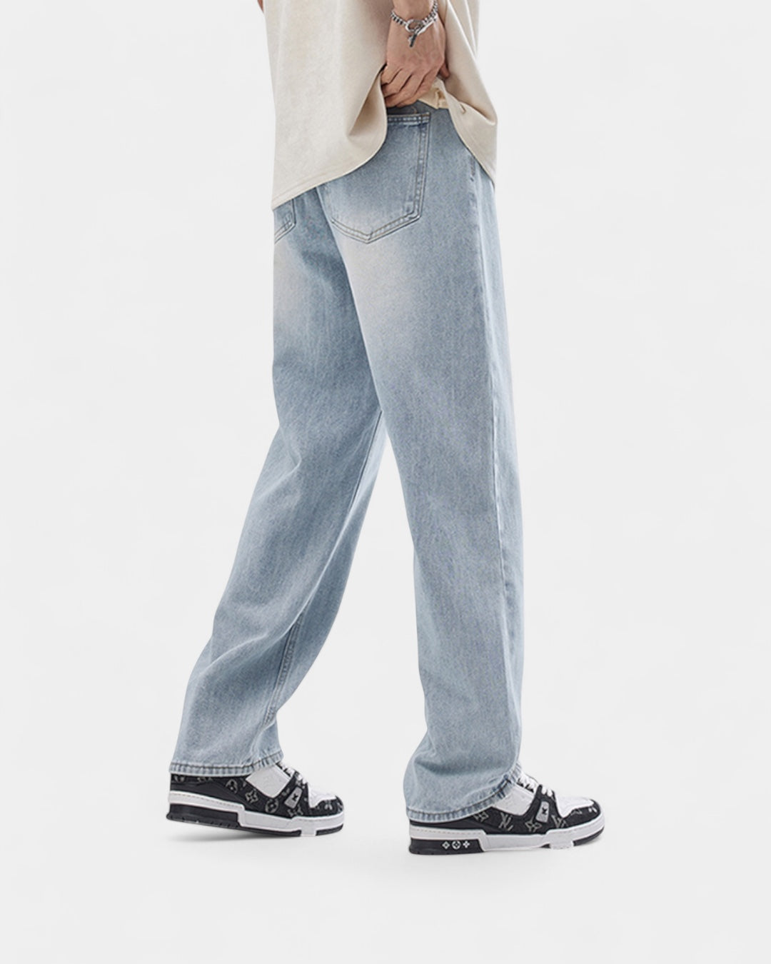 Jeans Uomo Regular Fit Gamba Dritta Denim Morbido Versatili