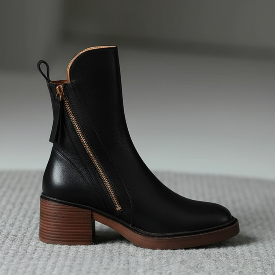 Valorine™ | Stivali Neri con Tacco Comodo, Eleganti e Senza Tempo