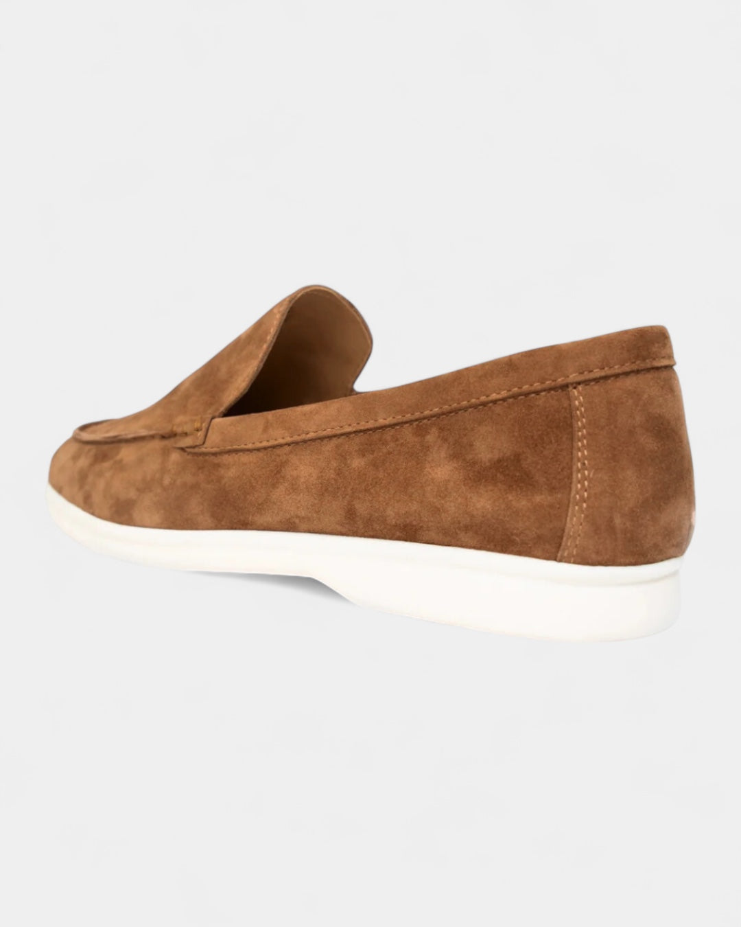 Mocassini Uomo in Camoscio Slip-On Profilo Basso Suola Bianca
