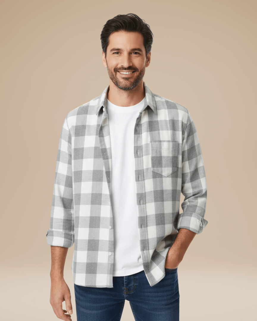 Camicia Uomo a Quadri Versatile Moderna Stile Casual Raffinato