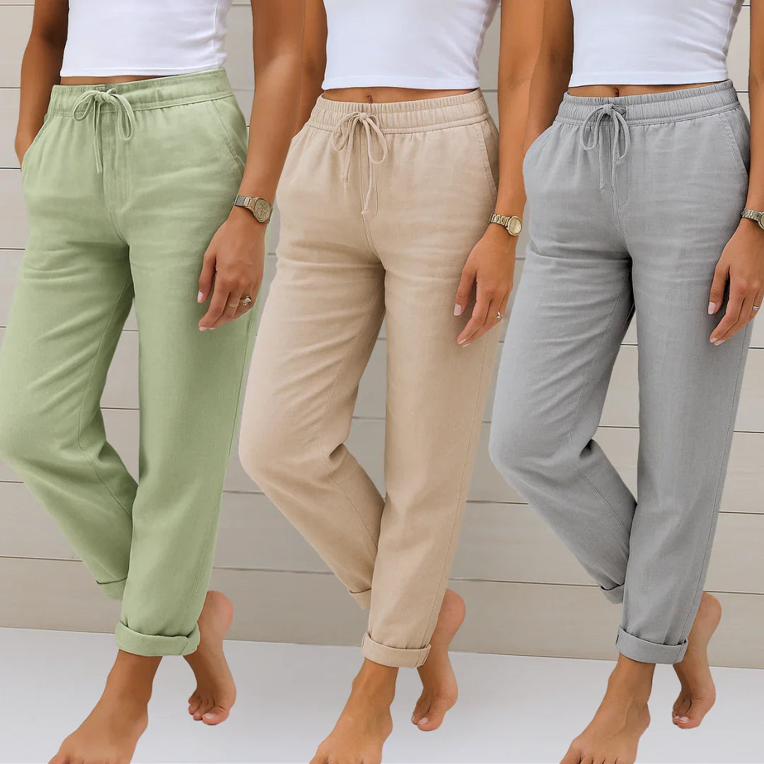 Freya™ Pantaloni Stretch in Lino Premium