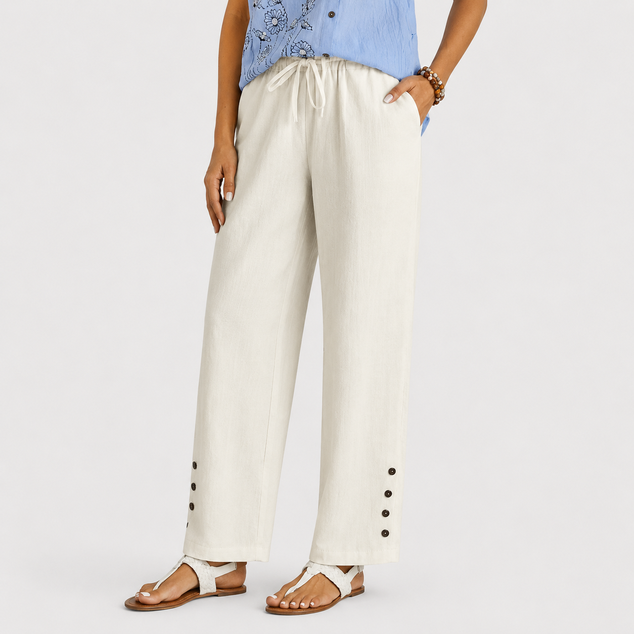 Shania - Pantaloni Relaxed con Bottoni