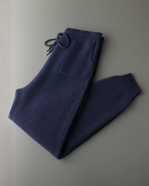 Pantaloni Jogger Uomo in Cashmere Morbidi Lusso Discreto Polsini