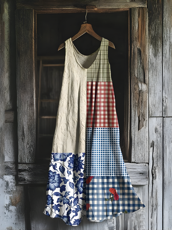 Abito Artistico Patchwork dal Fascino Rurale