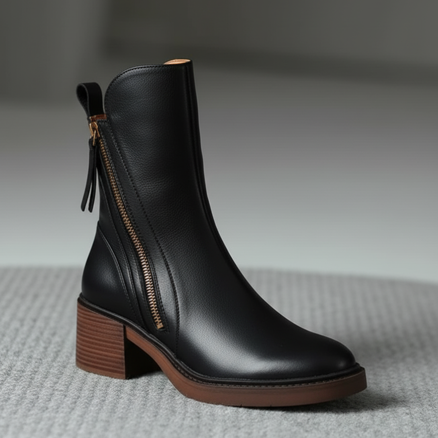 Valorine™ | Stivali Neri con Tacco Comodo, Eleganti e Senza Tempo