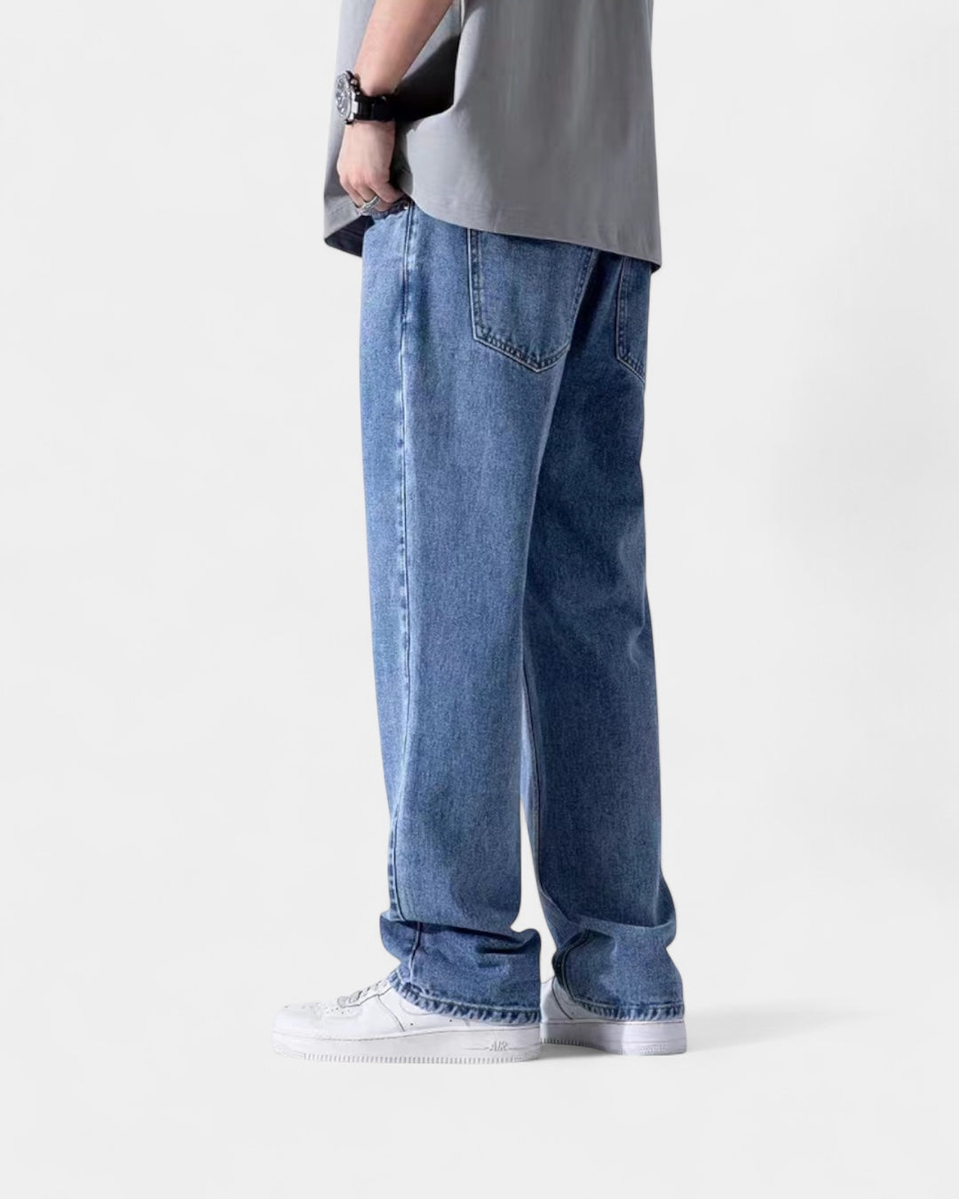 Jeans Uomo Regular Fit Gamba Dritta Denim Morbido Versatili