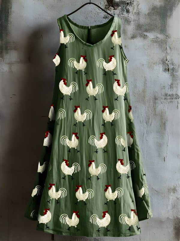 Abito Tank Art Rustico con Gallo