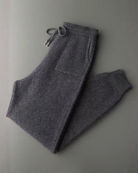 Pantaloni Jogger Uomo in Cashmere Morbidi Lusso Discreto Polsini