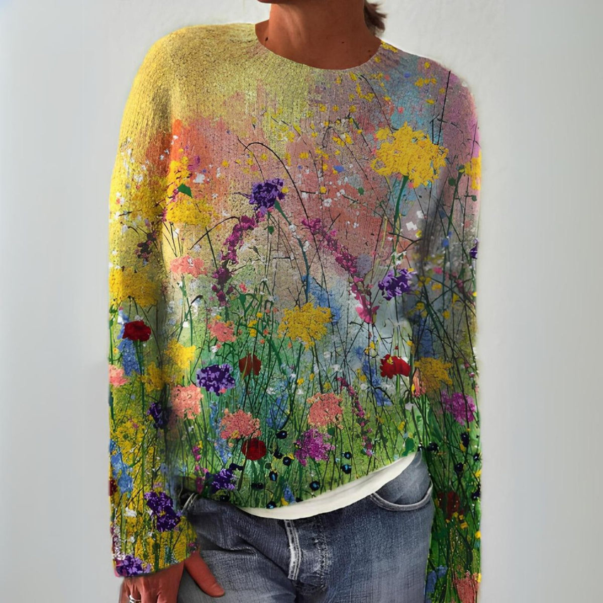 Marlowe™ - Maglione Accogliente con Fiori Artistici
