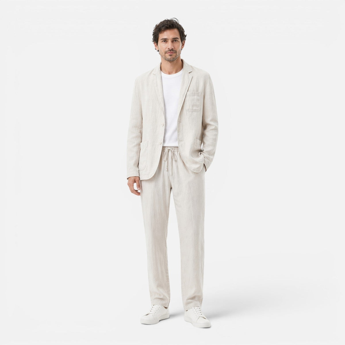 Completo Lino Uomo Giacca e Pantaloni Estivo Elegante