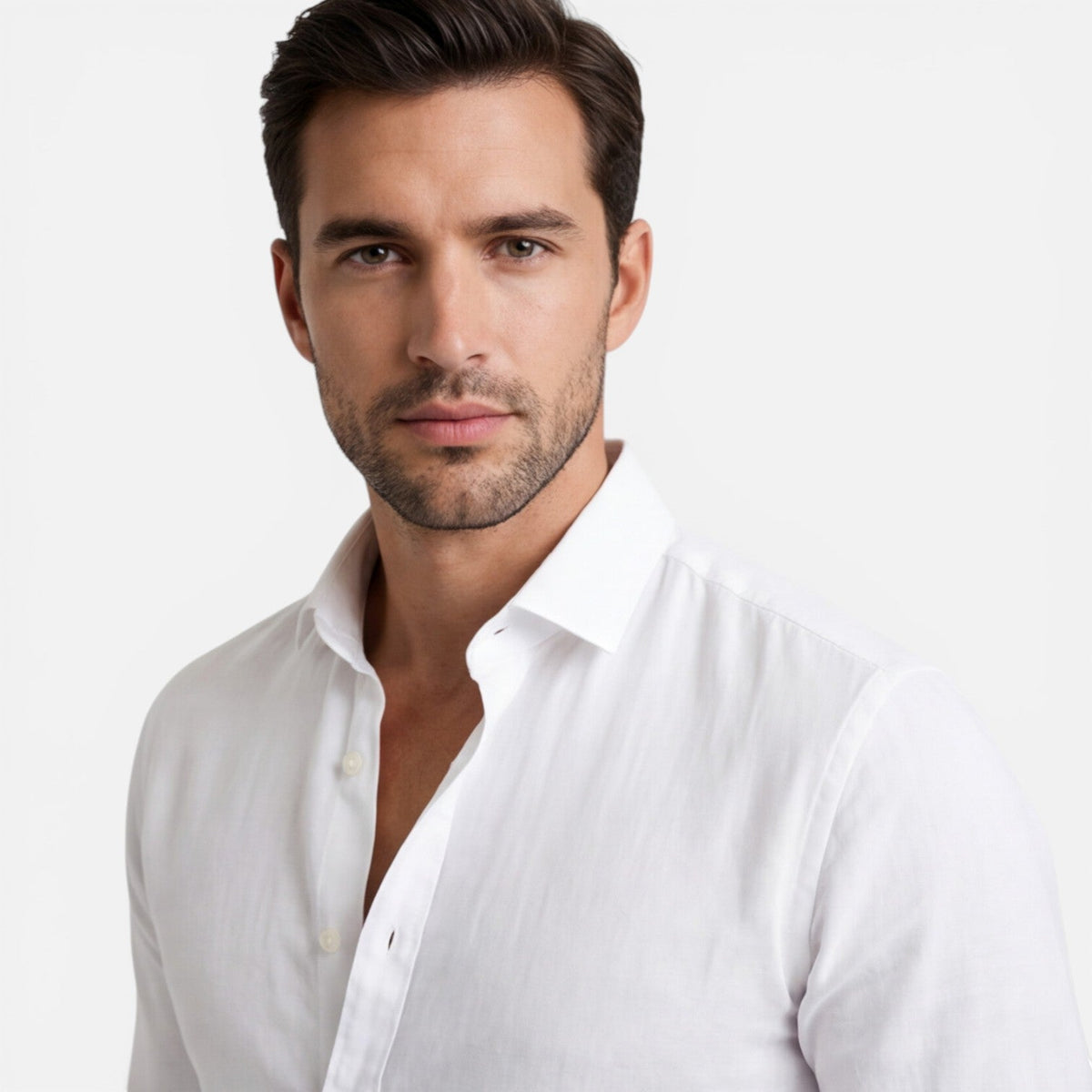 Camicia Lino Uomo Slim Fit Misto Cotone Traspirante